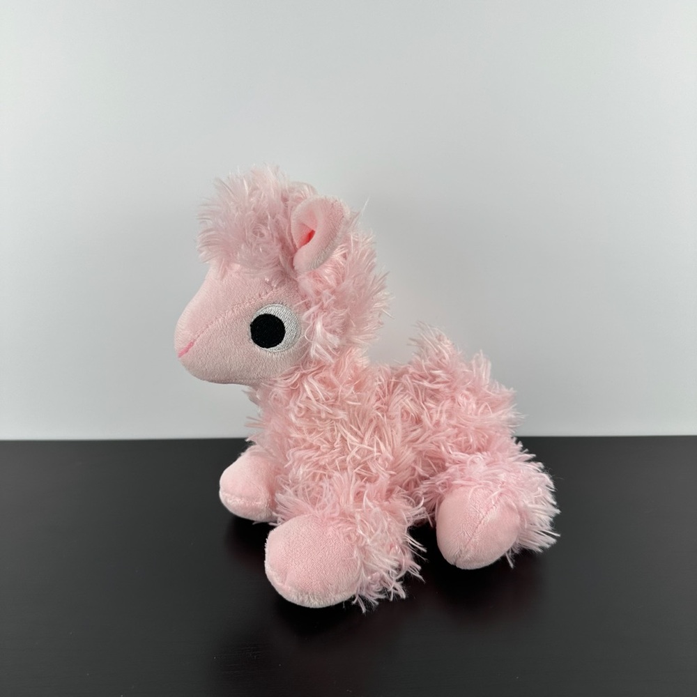 Manhattan Toy Rare Floppies Pink Llama 9” Embroidered Eyes Alpaca Plush
